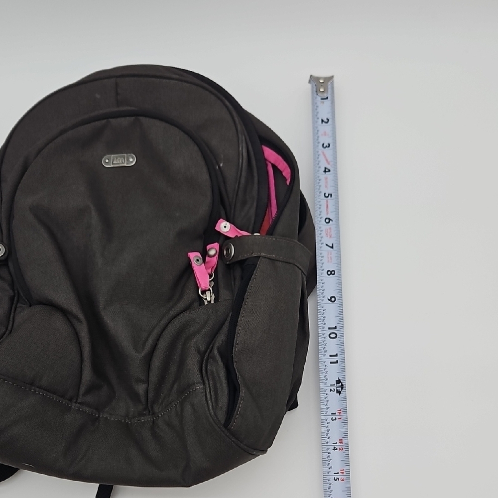 REI Dark Green Gray Tone Backpack with Pink Zipper Pulls - Picture 11 of 12